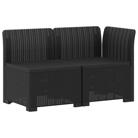 2-Seater Garden Sofa Rattan Look PP Anthracite 2-Seater Garden Sofa Rattan Look PP Anthracite