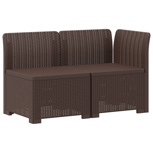 2-Seater Garden Sofa Rattan Look PP Brown 2-Seater Garden Sofa Rattan Look PP Brown