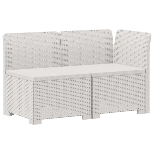 2-Seater Garden Sofa Rattan Look PP White 2-Seater Garden Sofa Rattan Look PP White