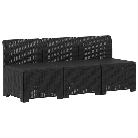 3-Seater Garden Sofa Rattan Look PP Anthracite 3-Seater Garden Sofa Rattan Look PP Anthracite