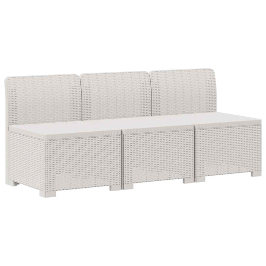 3-Seater Garden Sofa Rattan Look PP White 3-Seater Garden Sofa Rattan Look PP White