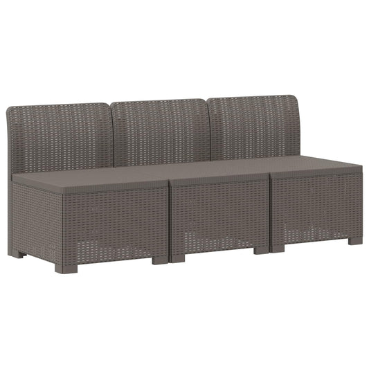 3-Seater Garden Sofa Rattan Look PP Light Grey 3-Seater Garden Sofa Rattan Look PP Light Grey