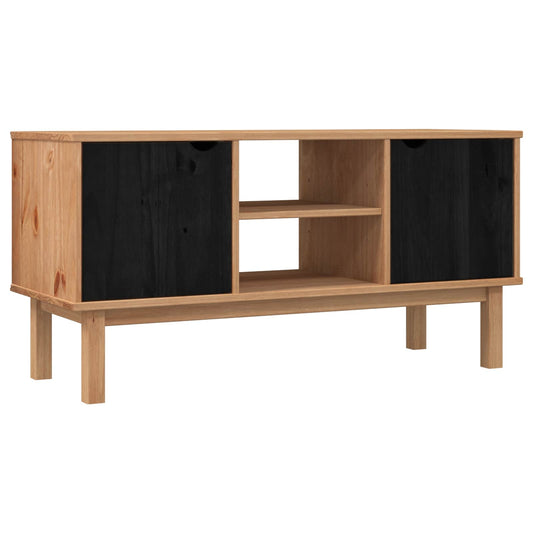 TV Stand OTTA 113.5 x 43 x 57 cm Black Solid Pine Wood TV Stand OTTA 113.5 x 43 x 57 cm Black Solid Pine Wood