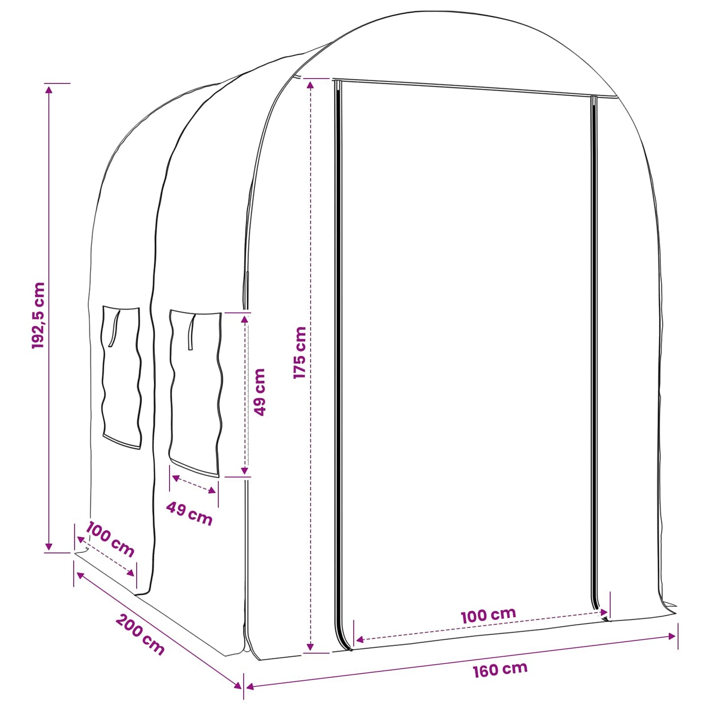 Greenhouse with Frame 160 x 200 x 192.5 cm PVC Transparent