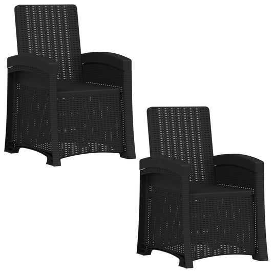 Reclining Garden Chair Rattan Look 2 pcs Anthracite PP Reclining Garden Chair Rattan Look 2 pcs Anthracite PP