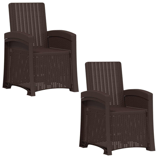 Reclining Garden Chair Rattan Look 2 pcs Brown PP Reclining Garden Chair Rattan Look 2 pcs Brown PP