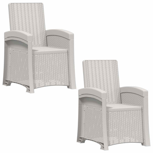 Reclining Garden Chair Rattan Look 2 pcs White PP Reclining Garden Chair Rattan Look 2 pcs White PP