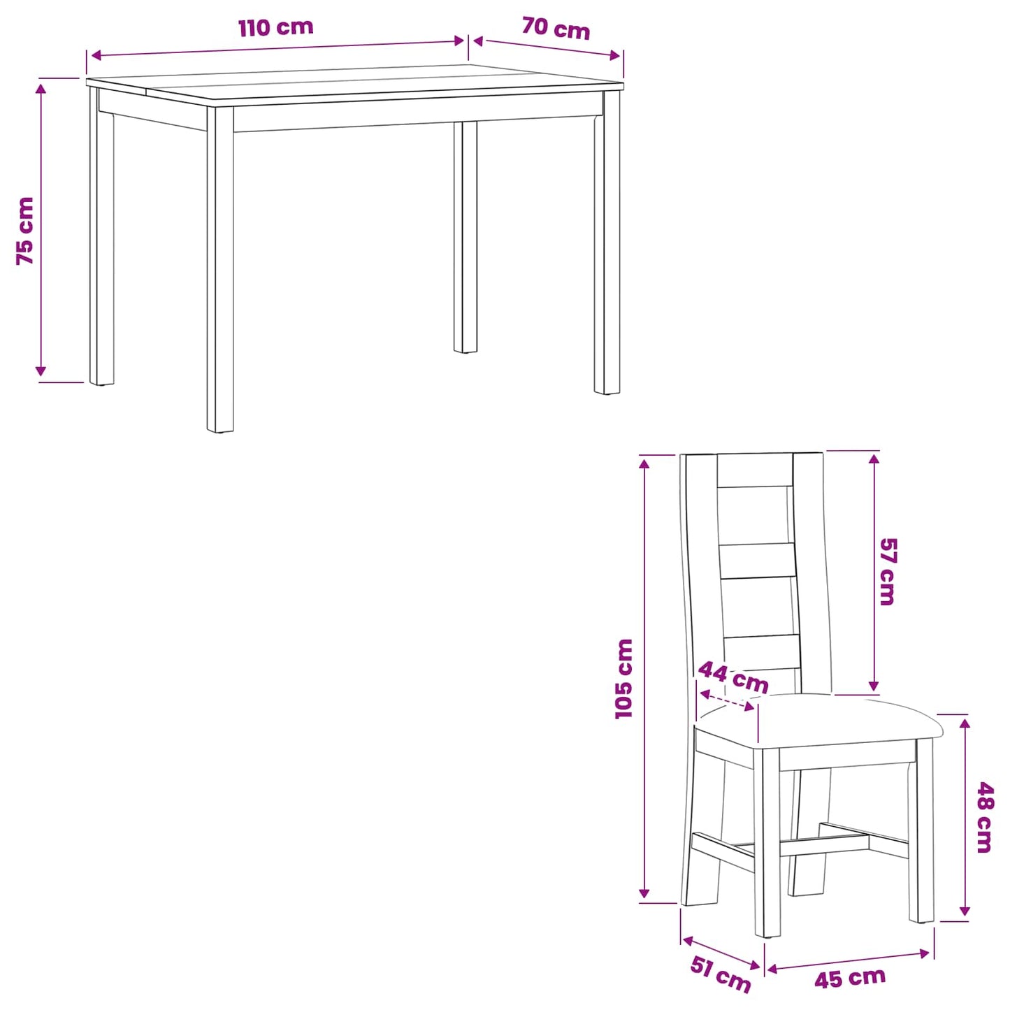 Dining Set 7 pcs Grey Solid Oak Wood