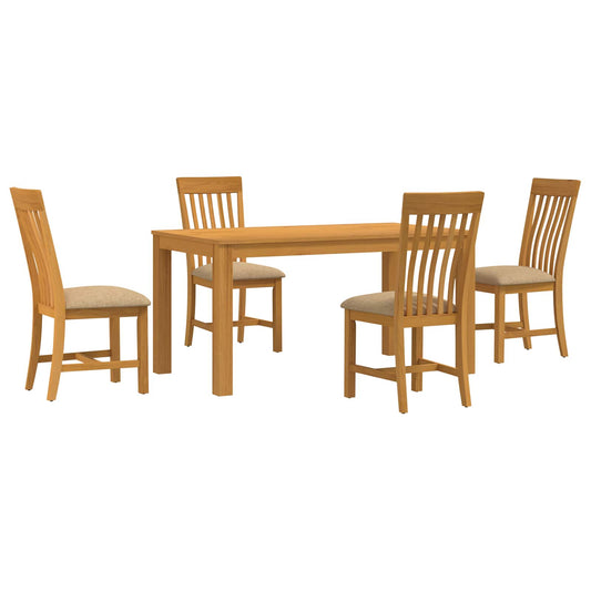 Dining Set 5 pcs Beige Solid Oak Wood Dining Set 5 pcs Beige Solid Oak Wood
