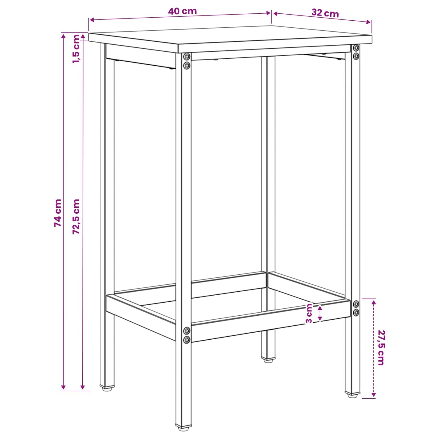 Bar Stool Grey Sonoma 40 x 32 x 74 cm Engineered Wood
