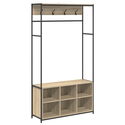 Coat Stand with Shoes Bench Sonoma Oak 100 x 32 x 180.5 cm Coat Stand with Shoes Bench Sonoma Oak 100 x 32 x 180.5 cm