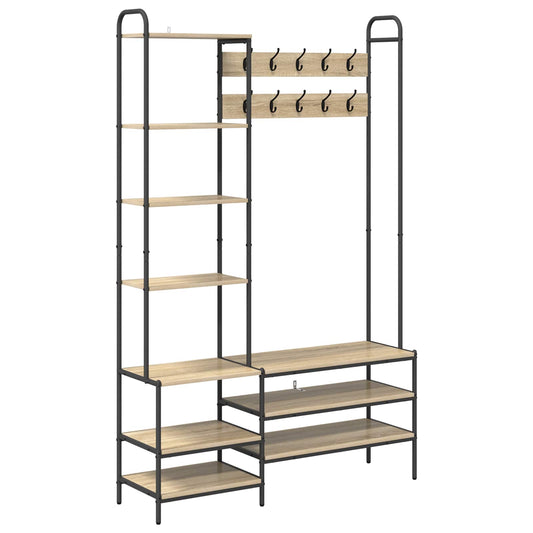 Coat Stand with Shoes Bench Sonoma Oak 120.5 x 34 x 190 cm Coat Stand with Shoes Bench Sonoma Oak 120.5 x 34 x 190 cm