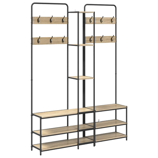 Coat Stand with Shoes Bench Sonoma Oak 143 x 30 x 199.5 cm Coat Stand with Shoes Bench Sonoma Oak 143 x 30 x 199.5 cm