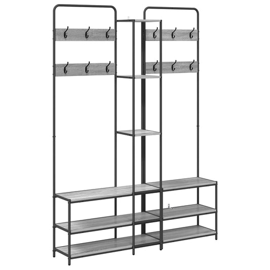 Coat Stand with Shoes Bench Grey Sonoma 143 x 30 x 199.5 cm Coat Stand with Shoes Bench Grey Sonoma 143 x 30 x 199.5 cm