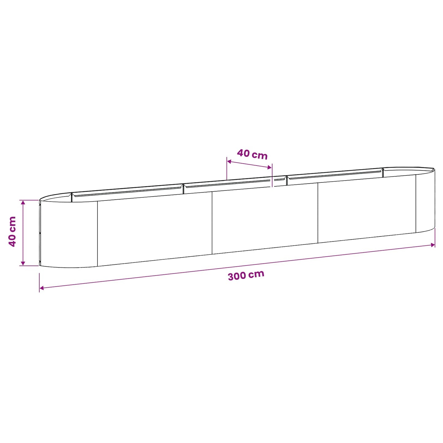 Raised Garden Bed Olive Green 300 x 40x 40 cm Steel