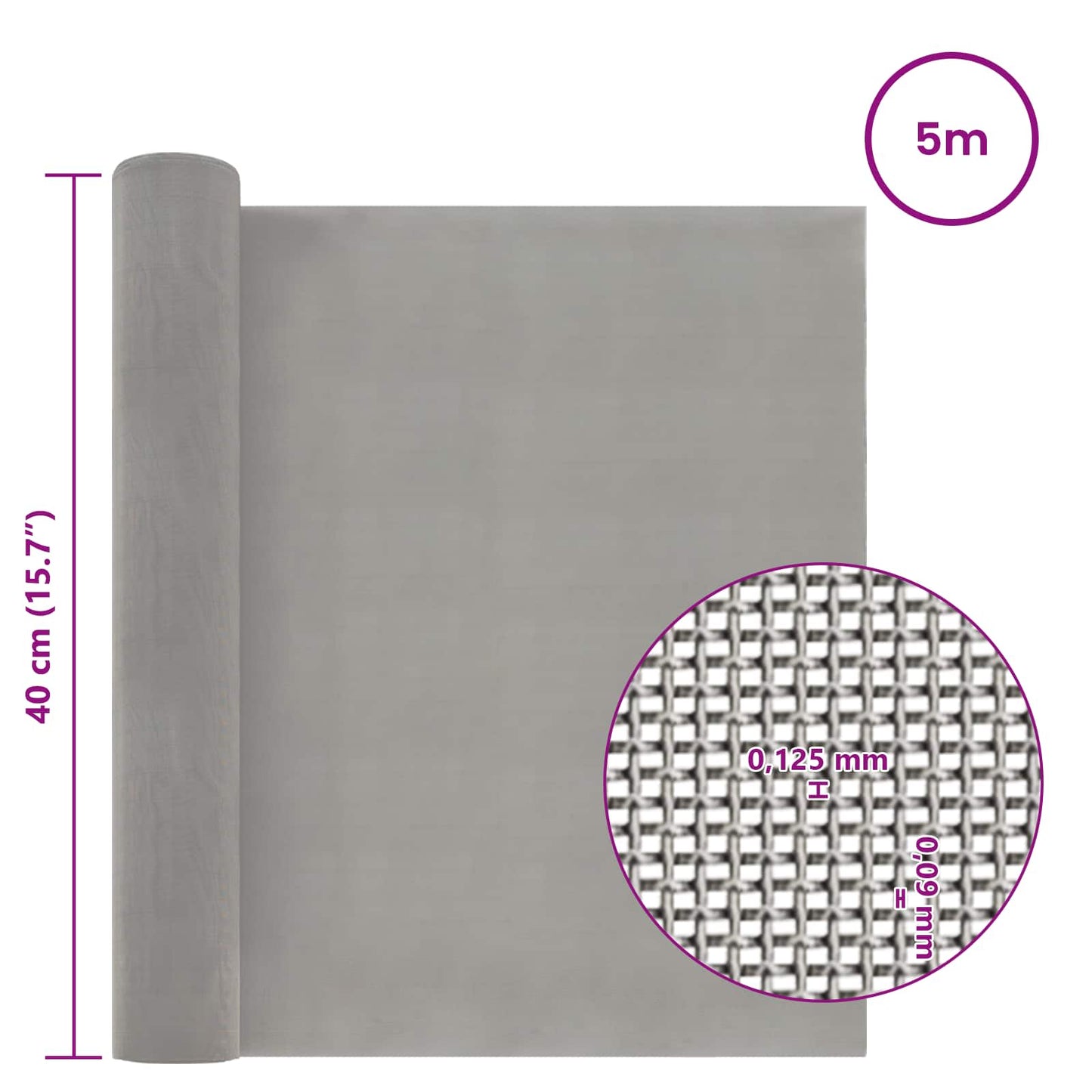 Mesh Screen 40 x 500 cm 120 Mesh Stainless Steel 201 Silver