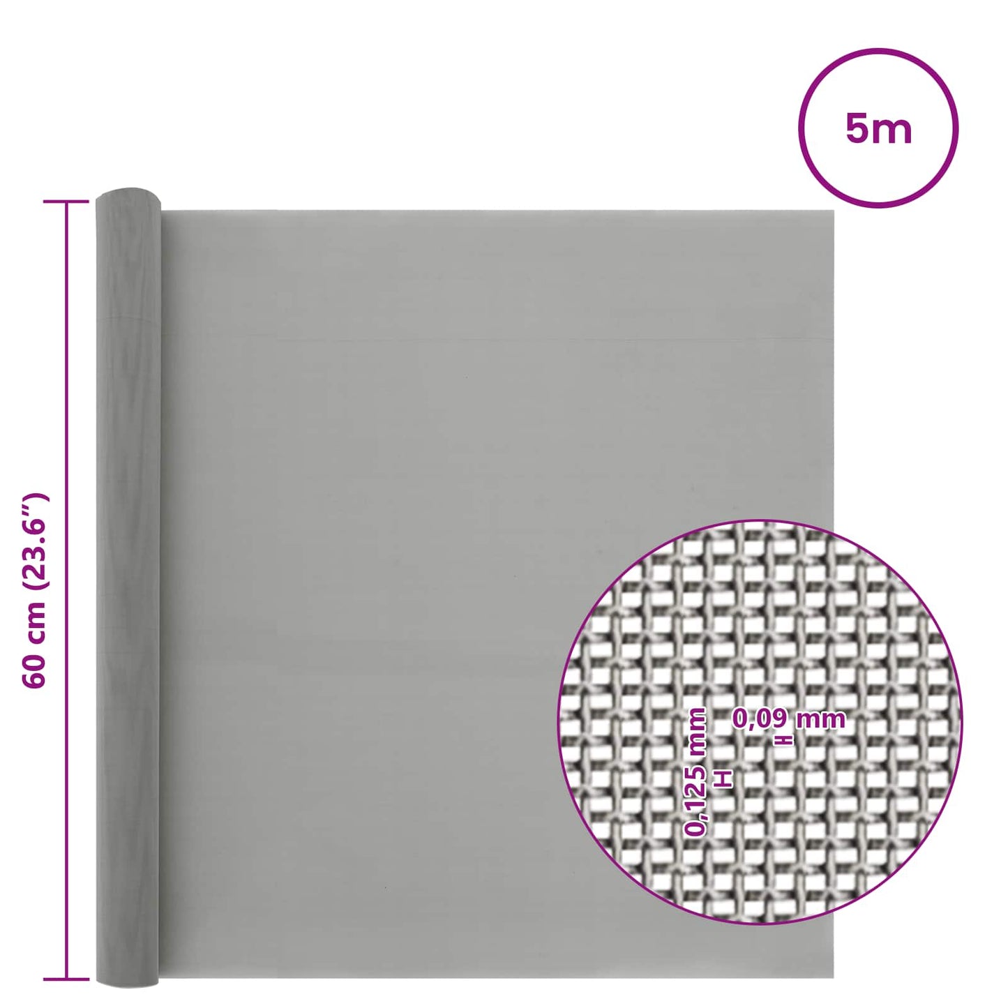 Mesh Screen 60 x 500 cm 120 Mesh Stainless Steel 201 Silver