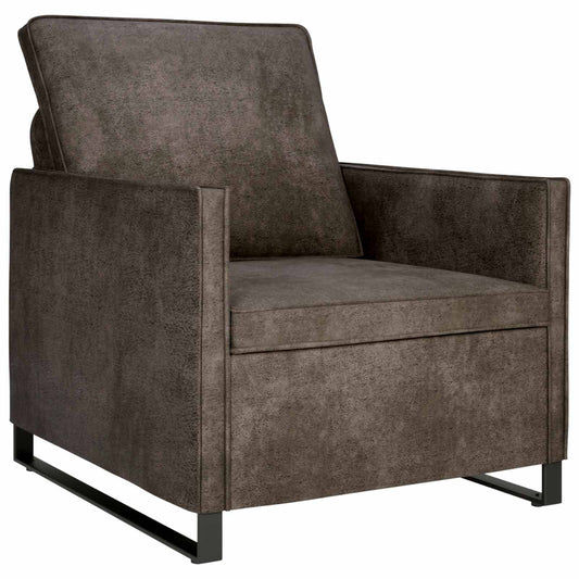 Single Sofa Dark Grey 70 x 81 x 82 cm Faux Suede Fabric Single Sofa Dark Grey 70 x 81 x 82 cm Faux Suede Fabric