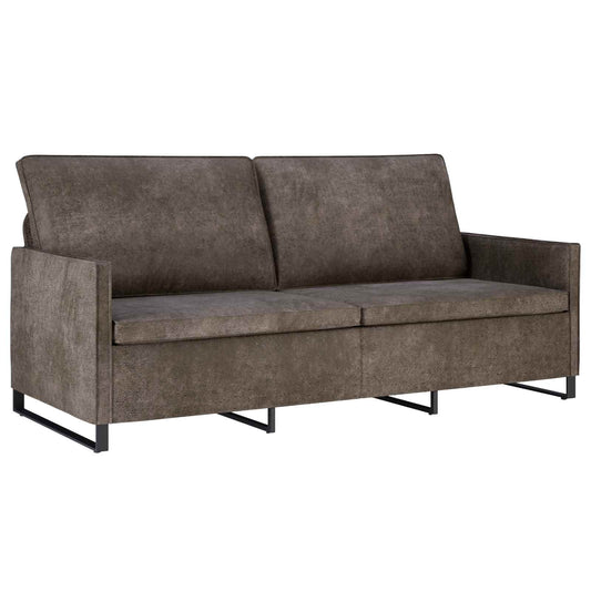 3 Seater Sofa Dark Grey 190 x 81 x 82 cm Faux Suede Fabric 3 Seater Sofa Dark Grey 190 x 81 x 82 cm Faux Suede Fabric