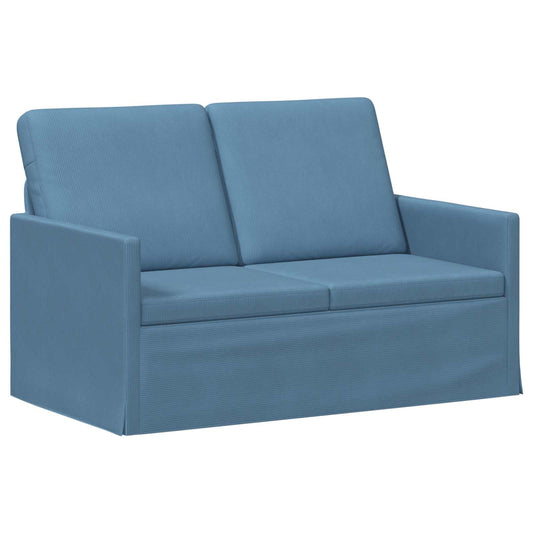 2 Seater Sofa Blue 130 x 81 x 82 cm Corduroy Fabric 2 Seater Sofa Blue 130 x 81 x 82 cm Corduroy Fabric