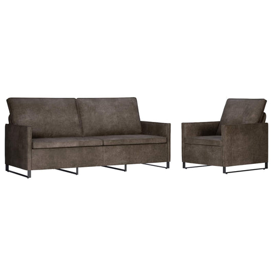 Sofa Set 2 pcs Dark Grey Faux Suede Fabric Sofa Set 2 pcs Dark Grey Faux Suede Fabric