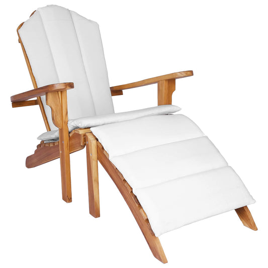 Garden Adirondack Chair with Footrest Natural Solid Teak Wood Garden Adirondack Chair with Footrest Natural Solid Teak Wood