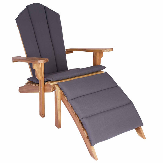 Garden Adirondack Chair with Footrest Natural Solid Teak Wood Garden Adirondack Chair with Footrest Natural Solid Teak Wood