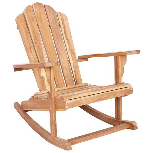 Garden Adirondack Rocking Chair Natural Solid Teak wood Garden Adirondack Rocking Chair Natural Solid Teak wood
