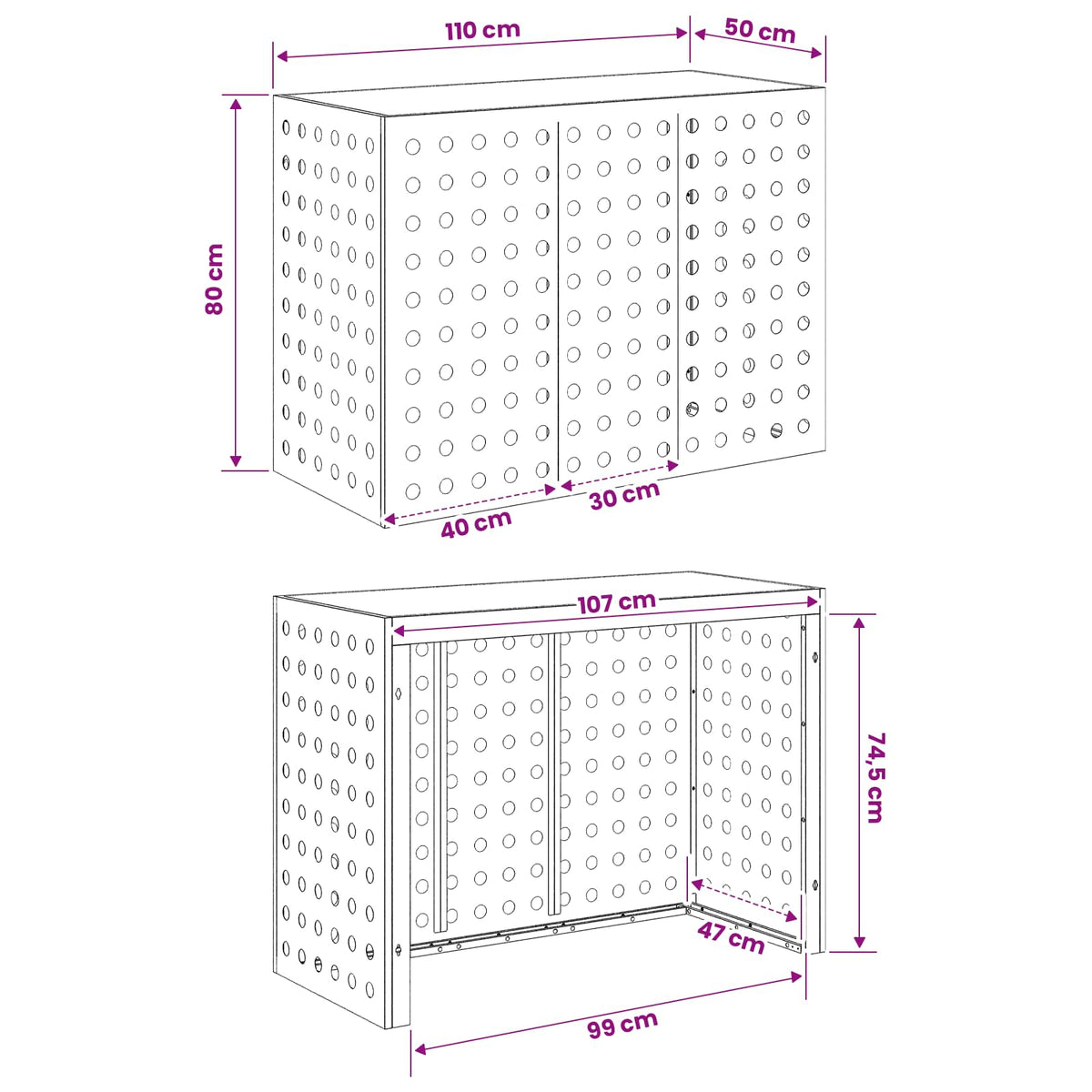 Air Conditioner Cover Anthracite 110 x 50 x 80 cm Steel