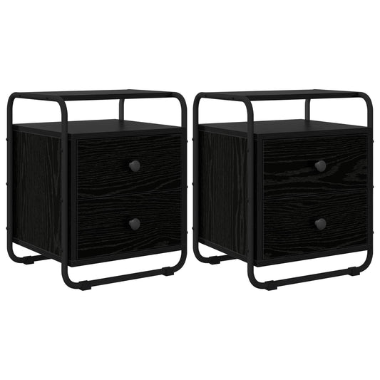 Bedside Cabinet 2 pcs Black Oak 40 x 36.5 x 50 cm Bedside Cabinet 2 pcs Black Oak 40 x 36.5 x 50 cm