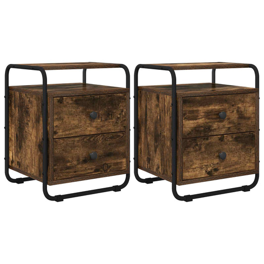 Bedside Cabinet 2 pcs Smoked Oak 40 x 36.5 x 50 cm Bedside Cabinet 2 pcs Smoked Oak 40 x 36.5 x 50 cm