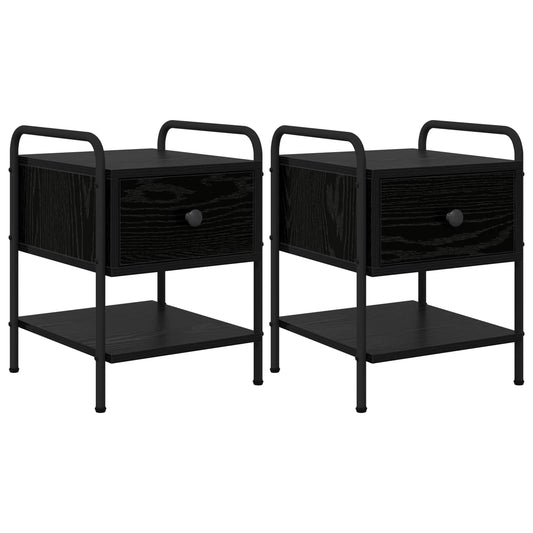 Bedside Cabinet 2 pcs Black Oak 35 x 36.5 x 47 cm Bedside Cabinet 2 pcs Black Oak 35 x 36.5 x 47 cm
