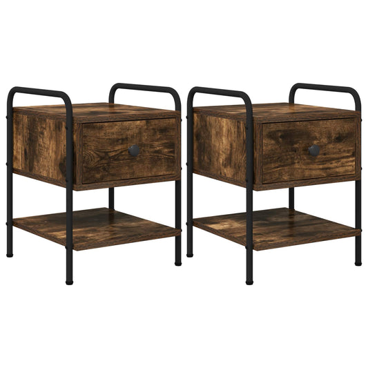 Bedside Cabinet 2 pcs Smoked Oak 35 x 36.5 x 47 cm Bedside Cabinet 2 pcs Smoked Oak 35 x 36.5 x 47 cm