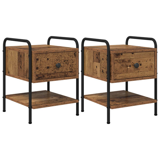 Bedside Cabinet 2 pcs Old Wood 35 x 36.5 x 47 cm Bedside Cabinet 2 pcs Old Wood 35 x 36.5 x 47 cm