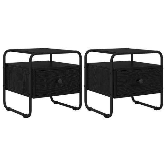 Bedside Cabinet 2 pcs Black Oak 40 x 39.5 x 40 cm Bedside Cabinet 2 pcs Black Oak 40 x 39.5 x 40 cm