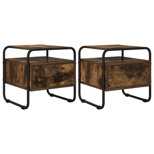 Bedside Cabinet 2 pcs Smoked Oak 40 x 39.5 x 40 cm Bedside Cabinet 2 pcs Smoked Oak 40 x 39.5 x 40 cm
