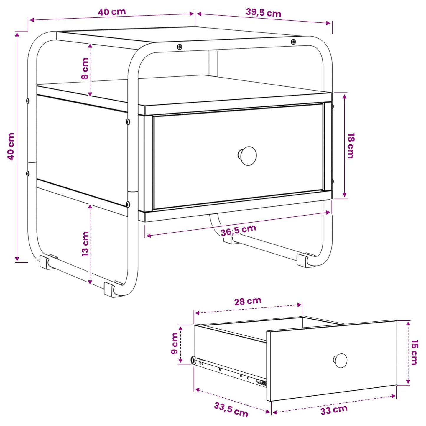 Bedside Cabinet 2 pcs Old Wood 40 x 39.5 x 40 cm
