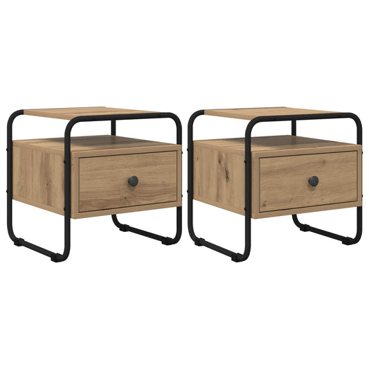 Bedside Cabinet 2 pcs Artisan Oak 40 x 39.5 x 40 cm Bedside Cabinet 2 pcs Artisan Oak 40 x 39.5 x 40 cm