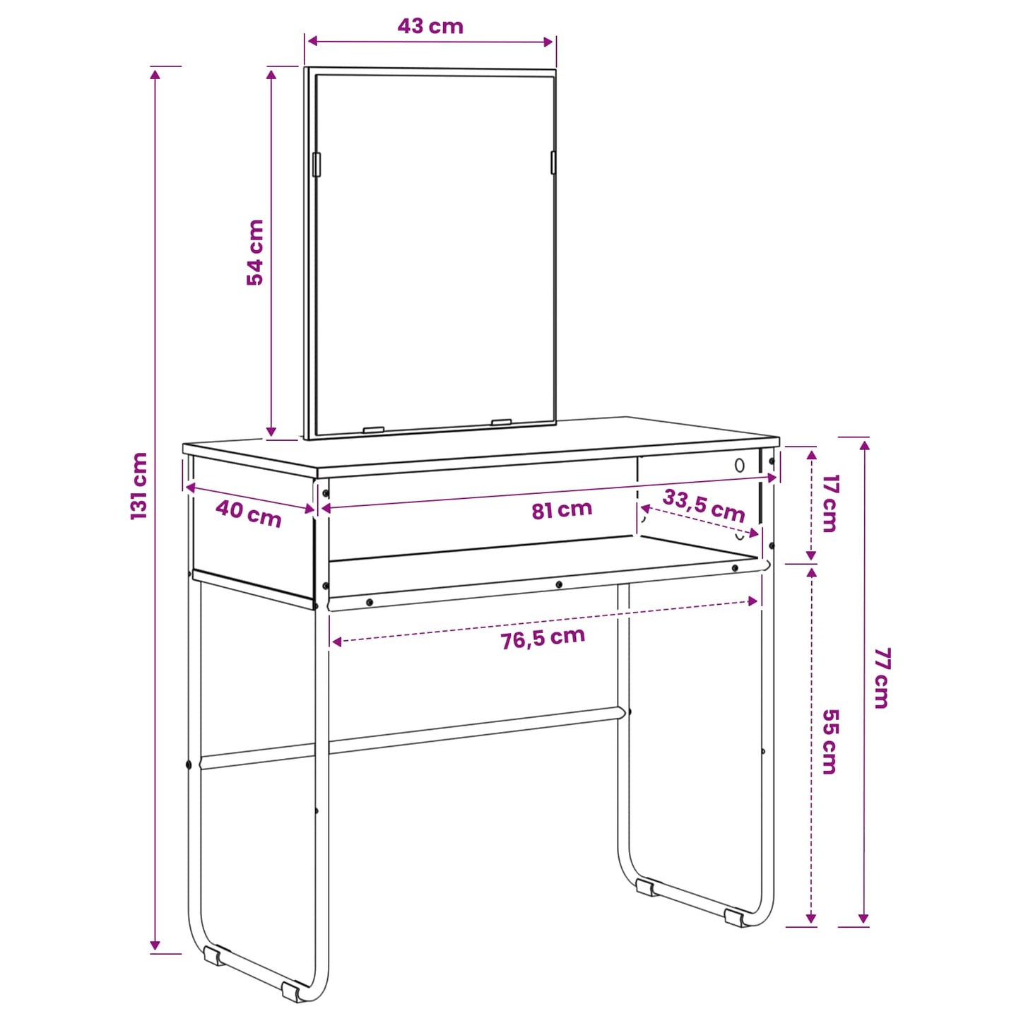 Dressing Table Sonoma Oak 81 x 40 x 131 cm Engineered Wood