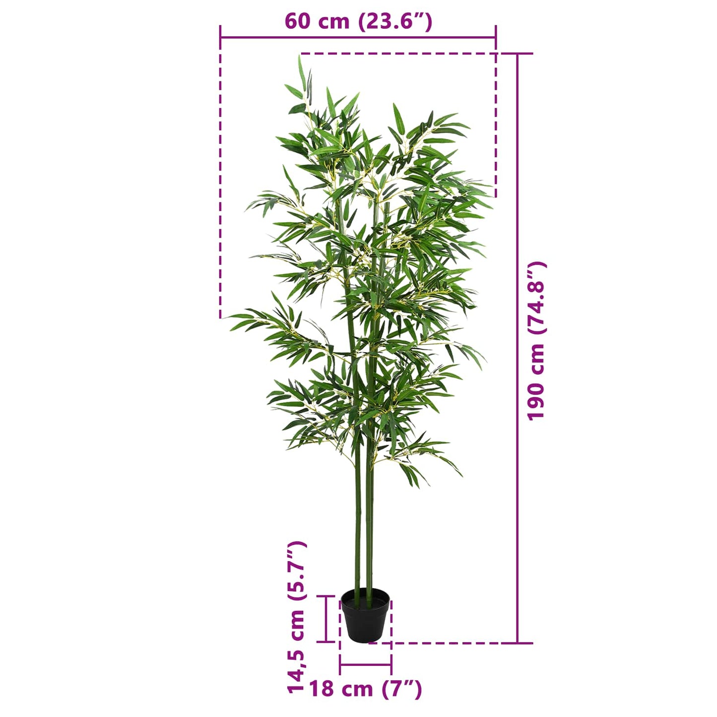 Artificial Bambo Tree 4 pcs Green 60 x 18 x 190 cm