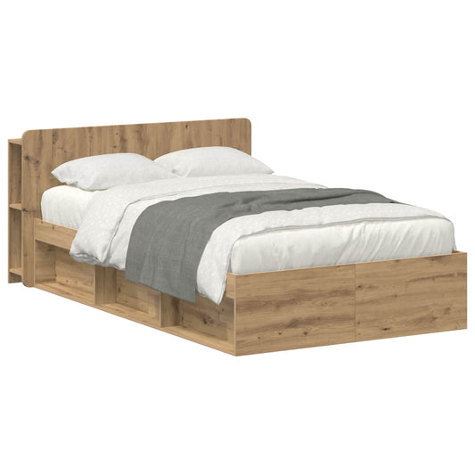 Bed Frame with Storage Artisan Oak 120 x 190 cm Engineered Wood Bed Frame with Storage Artisan Oak 120 x 190 cm Engineered Wood