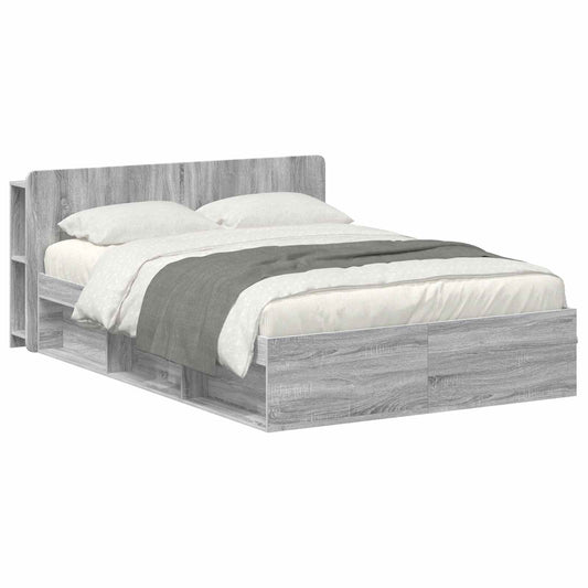Bed Frame with Storage Grey Sonoma 150 x 200 cm Engineered Wood Bed Frame with Storage Grey Sonoma 150 x 200 cm Engineered Wood