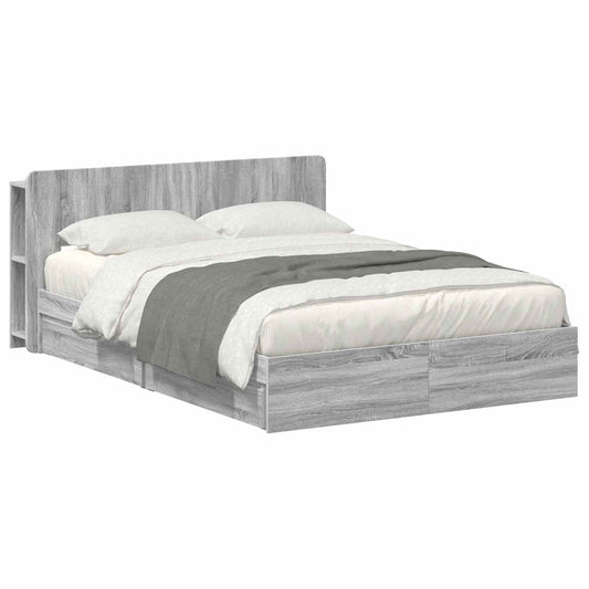 Bed Frame with Storage Grey Sonoma 160 x 200 cm Engineered Wood Bed Frame with Storage Grey Sonoma 160 x 200 cm Engineered Wood