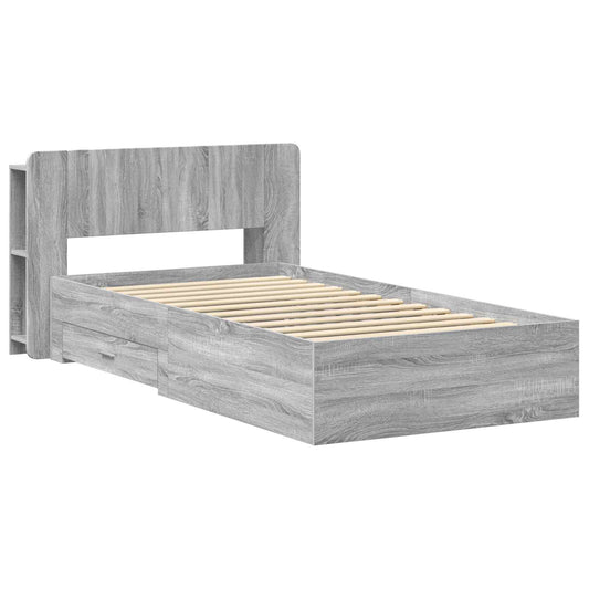 Bed Frame with Storage Grey Sonoma 90 x 190 cm Engineered Wood Bed Frame with Storage Grey Sonoma 90 x 190 cm Engineered Wood