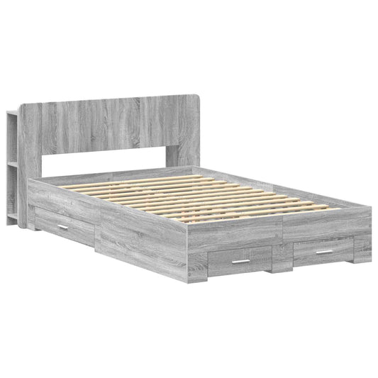 Bed Frame with Storage Grey Sonoma 120 x 190 cm Engineered Wood Bed Frame with Storage Grey Sonoma 120 x 190 cm Engineered Wood