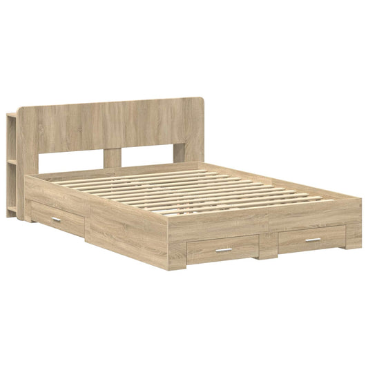 Bed Frame with Storage Sonoma Oak 150 x 200 cm Engineered Wood Bed Frame with Storage Sonoma Oak 150 x 200 cm Engineered Wood