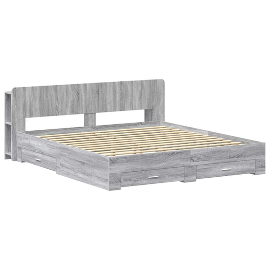Bed Frame with Storage Grey Sonoma 200 x 200 cm Engineered Wood Bed Frame with Storage Grey Sonoma 200 x 200 cm Engineered Wood