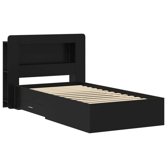 Bed Frame with Storage Black 75 x 190 cm Engineered Wood Bed Frame with Storage Black 75 x 190 cm Engineered Wood