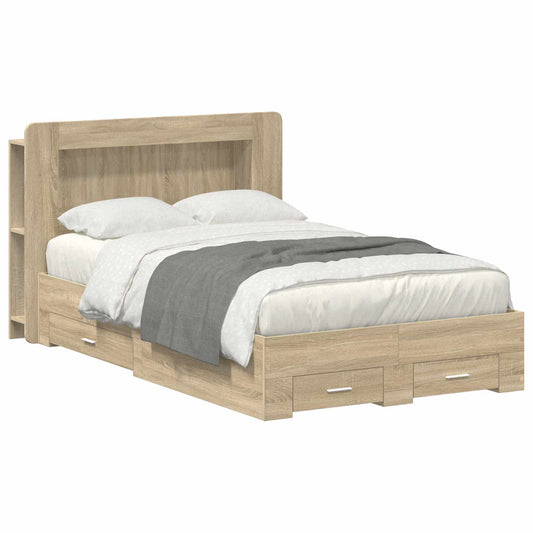 Bed Frame with Storage Sonoma Oak 120 x 200 cm Engineered Wood Bed Frame with Storage Sonoma Oak 120 x 200 cm Engineered Wood