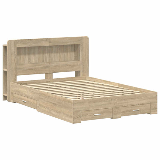 Bed Frame with Storage Sonoma Oak 150 x 200 cm Engineered Wood Bed Frame with Storage Sonoma Oak 150 x 200 cm Engineered Wood